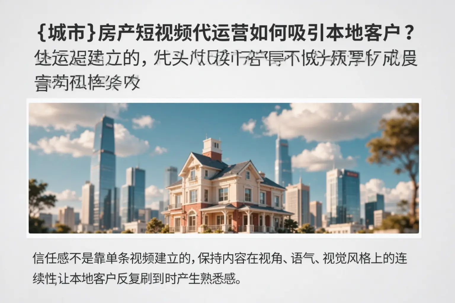 北碚房产短视频代运营如何吸引本地客户?